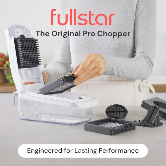 Fullstar The Original Pro Chopper - Vegetable Chopper and Spiralizer, Food Chopper with Container, Fruit Slicer, Kitchen Gadgets & Accessories, Home Essentials (All in 1, White)