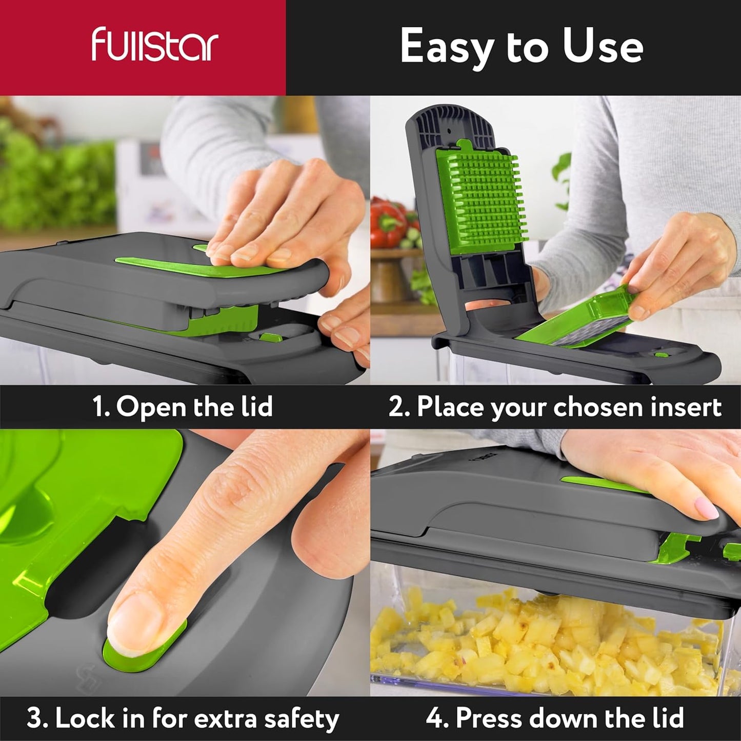 Fullstar The Original Pro Chopper - Vegetable Chopper and Spiralizer, Food Chopper with Container, Fruit Slicer, Kitchen Gadgets & Accessories, Home Essentials (All in 1, White)