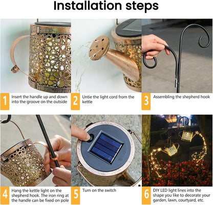 Solar Watering Can Lights – Outdoor Metal Garden Decor, Warm White 🌼