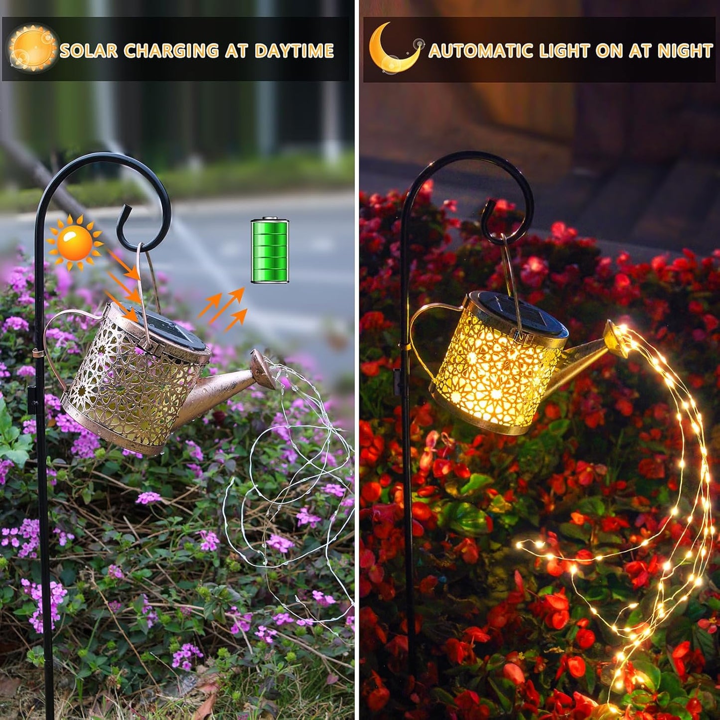 Solar Watering Can Lights – Outdoor Metal Garden Decor, Warm White 🌼