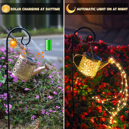 Solar Watering Can Lights – Outdoor Metal Garden Decor, Warm White 🌼
