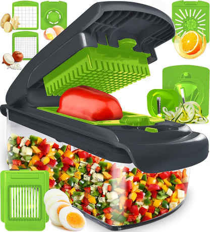 Fullstar The Original Pro Chopper - Vegetable Chopper and Spiralizer, Food Chopper with Container, Fruit Slicer, Kitchen Gadgets & Accessories, Home Essentials (All in 1, White)