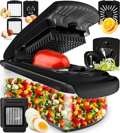 Fullstar The Original Pro Chopper - Vegetable Chopper and Spiralizer, Food Chopper with Container, Fruit Slicer, Kitchen Gadgets & Accessories, Home Essentials (All in 1, White)