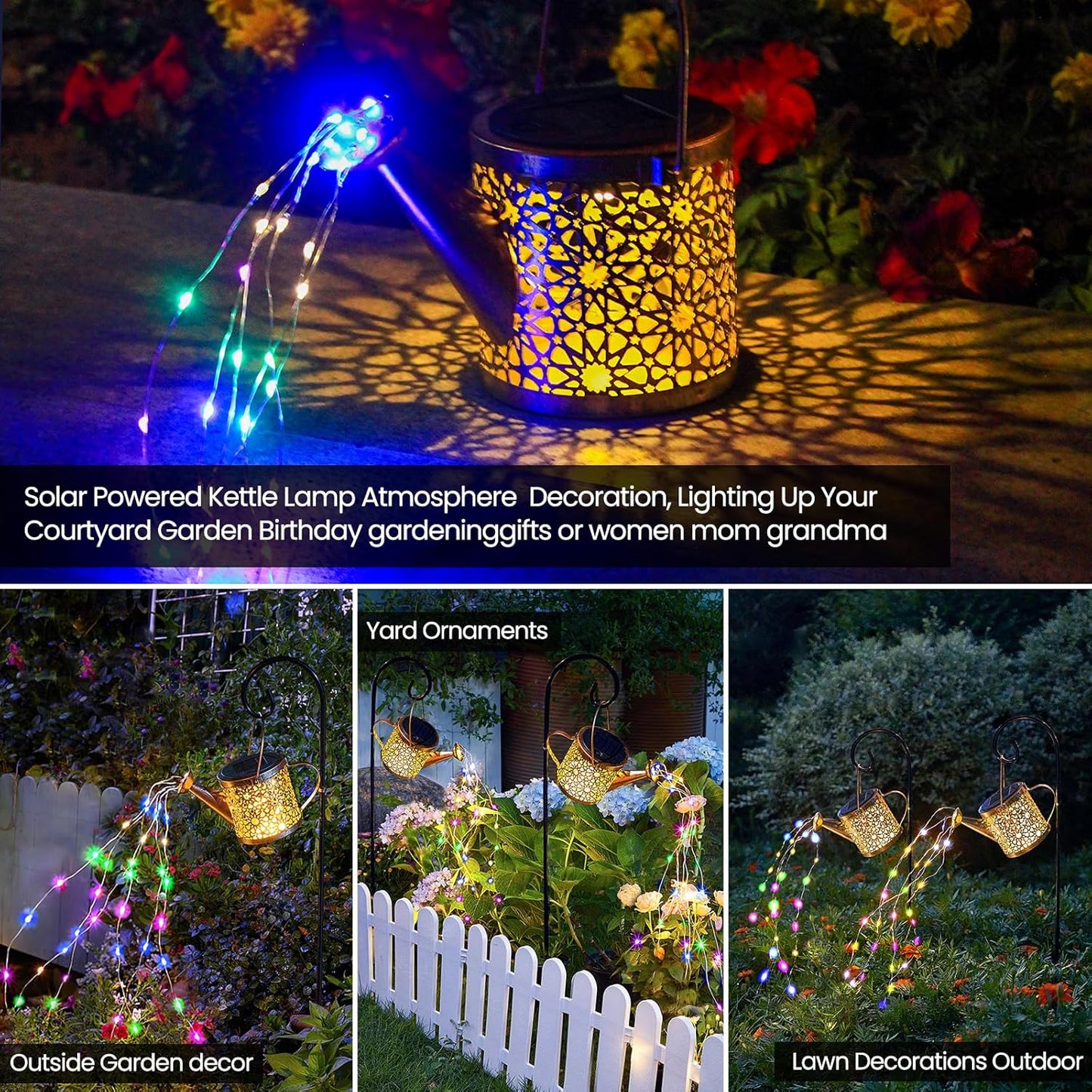 Solar Watering Can Lights – Outdoor Metal Garden Decor, Warm White 🌼