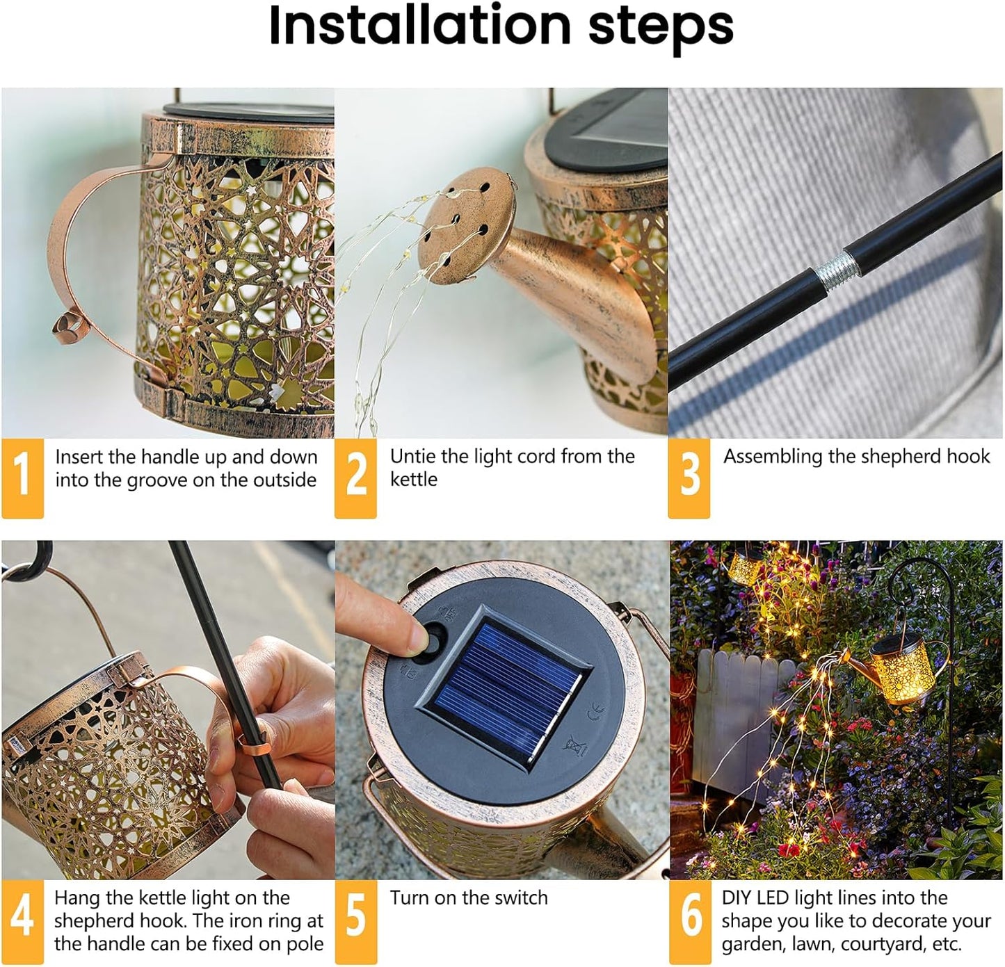 Solar Watering Can Lights – Outdoor Metal Garden Decor, Warm White 🌼