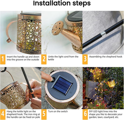 Solar Watering Can Lights – Outdoor Metal Garden Decor, Warm White 🌼