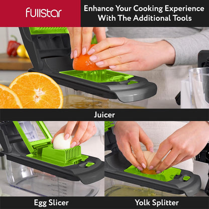 Fullstar The Original Pro Chopper - Vegetable Chopper and Spiralizer, Food Chopper with Container, Fruit Slicer, Kitchen Gadgets & Accessories, Home Essentials (All in 1, White)