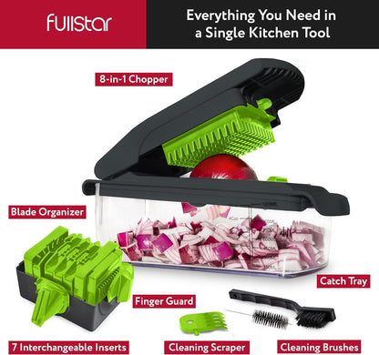 Fullstar The Original Pro Chopper - Vegetable Chopper and Spiralizer, Food Chopper with Container, Fruit Slicer, Kitchen Gadgets & Accessories, Home Essentials (All in 1, White)