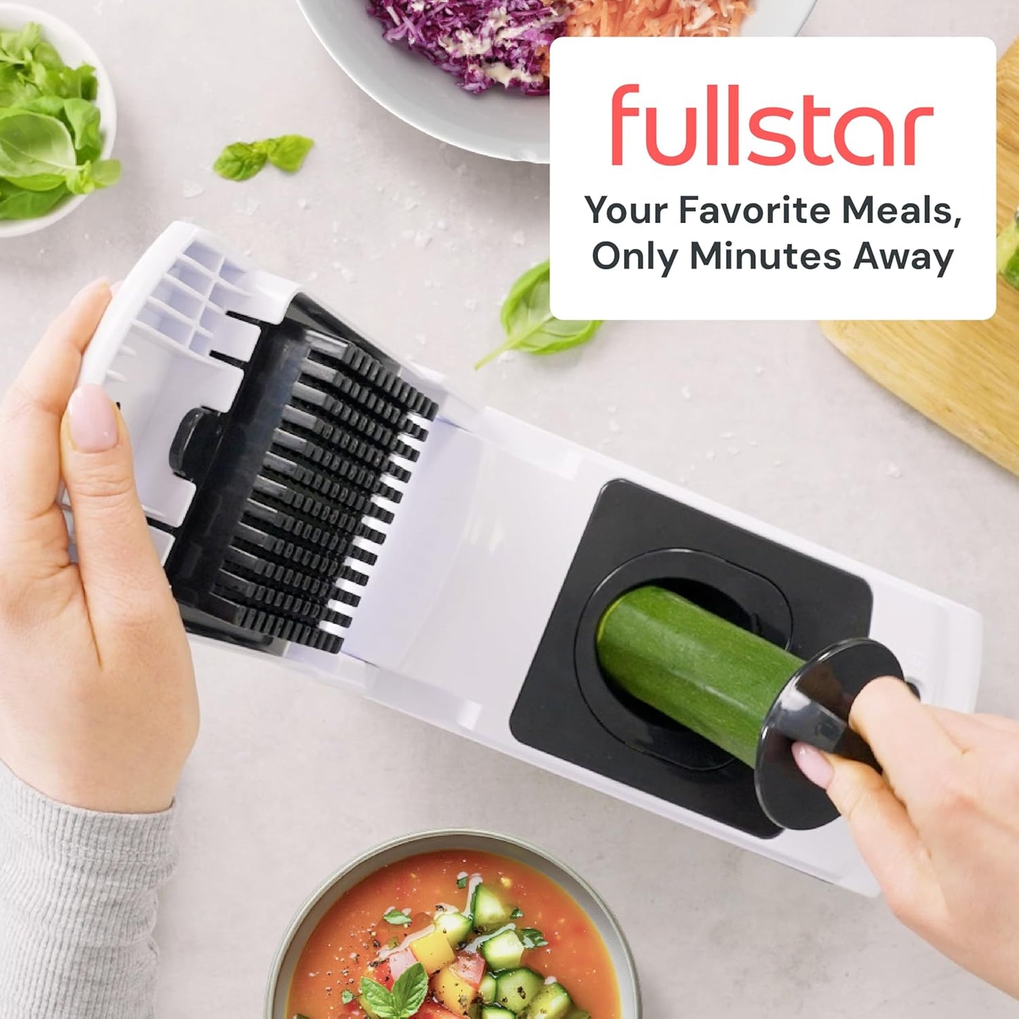 Fullstar The Original Pro Chopper - Vegetable Chopper and Spiralizer, Food Chopper with Container, Fruit Slicer, Kitchen Gadgets & Accessories, Home Essentials (All in 1, White)
