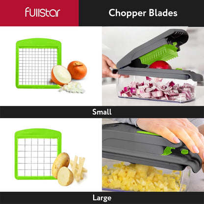 Fullstar The Original Pro Chopper - Vegetable Chopper and Spiralizer, Food Chopper with Container, Fruit Slicer, Kitchen Gadgets & Accessories, Home Essentials (All in 1, White)