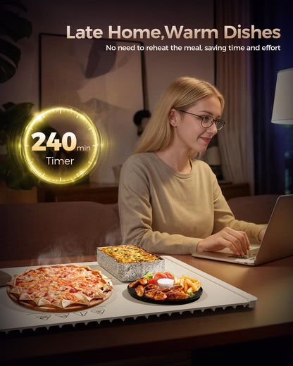 Electric Food Warming Mat – Fast Heating, Portable, with Timer – Perfect for Home & Parties