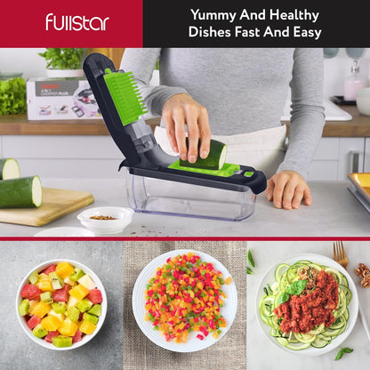 Fullstar The Original Pro Chopper - Vegetable Chopper and Spiralizer, Food Chopper with Container, Fruit Slicer, Kitchen Gadgets & Accessories, Home Essentials (All in 1, White)