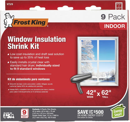 🏠 Warm Indoor Window Insulation Kit – Clear Shrink Film, 9-Pack