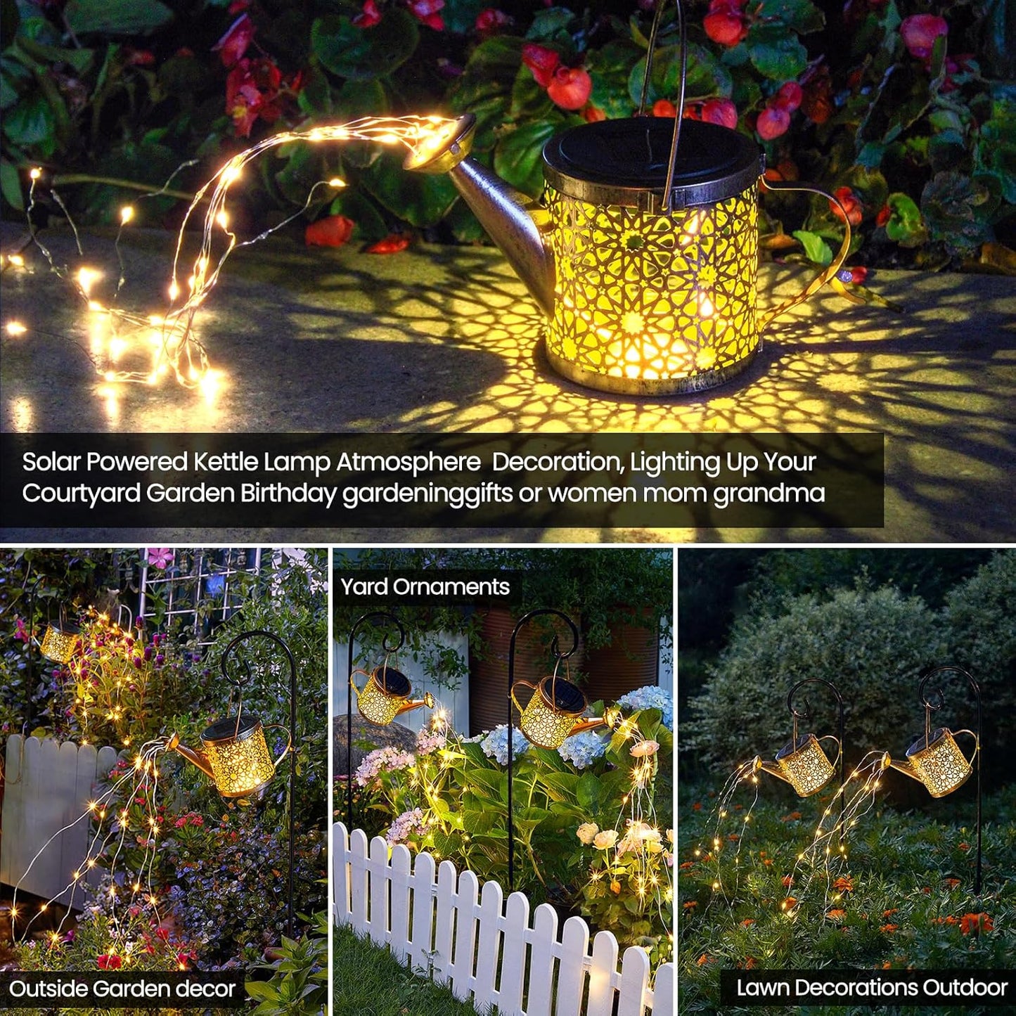 Solar Watering Can Lights – Outdoor Metal Garden Decor, Warm White 🌼