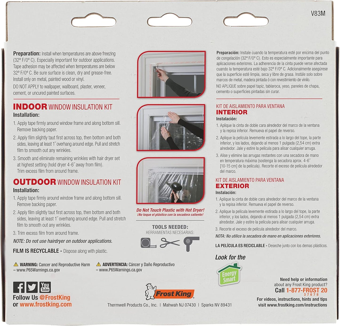 🏠 Warm Indoor Window Insulation Kit – Clear Shrink Film, 9-Pack