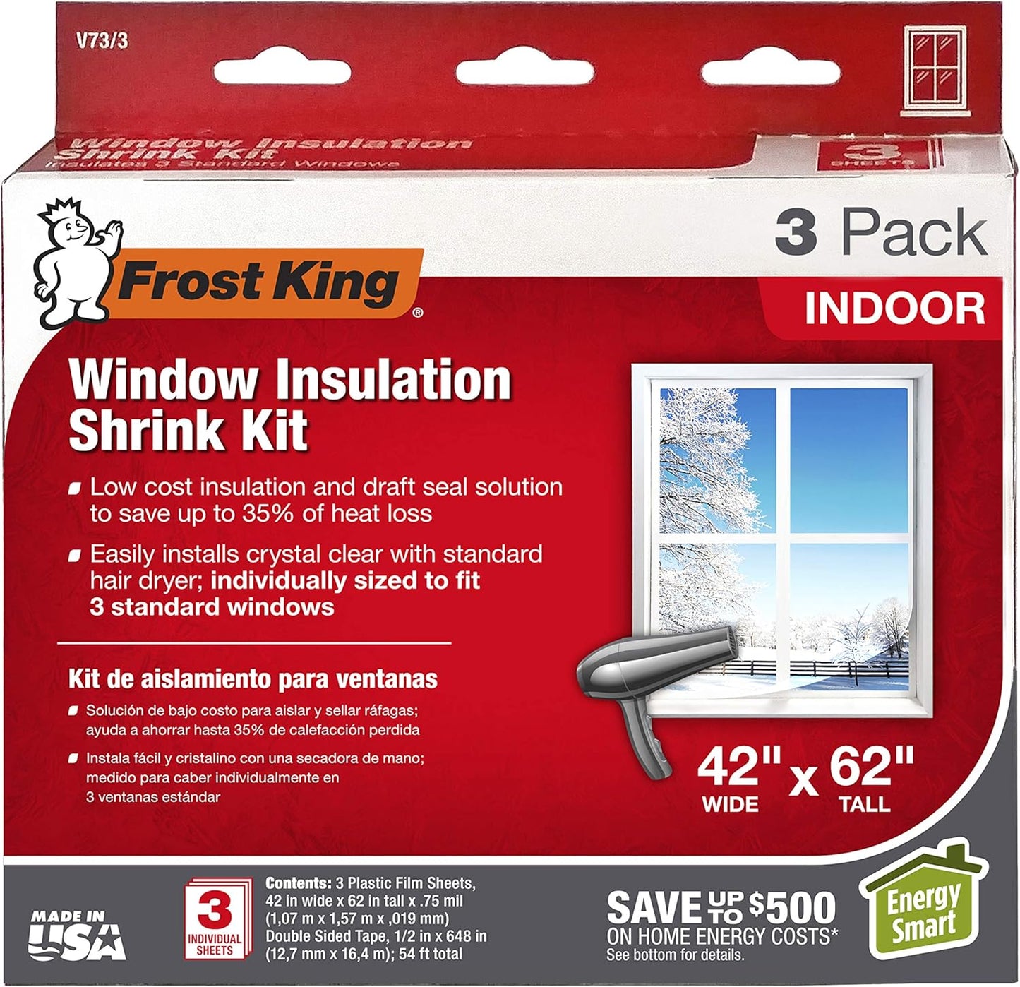 🏠 Warm Indoor Window Insulation Kit – Clear Shrink Film, 9-Pack
