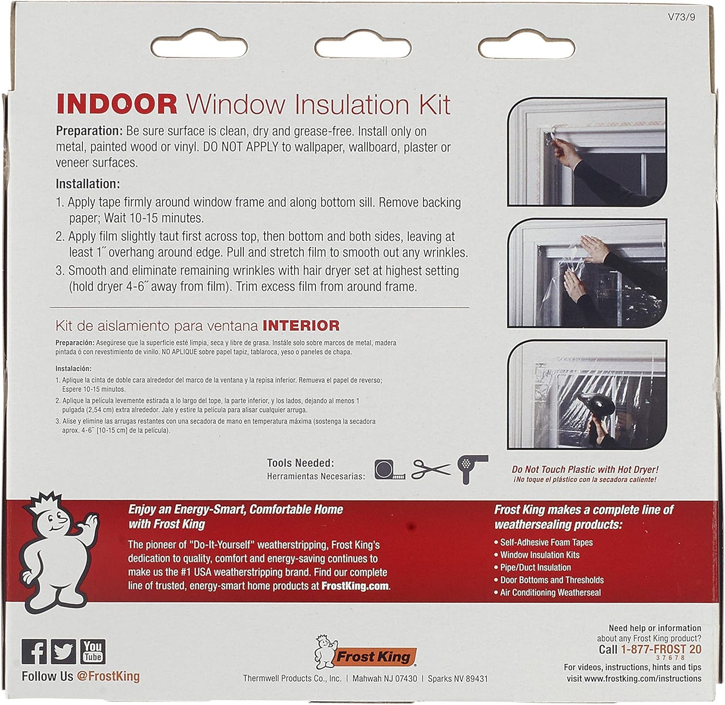 🏠 Warm Indoor Window Insulation Kit – Clear Shrink Film, 9-Pack