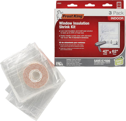 🏠 Warm Indoor Window Insulation Kit – Clear Shrink Film, 9-Pack
